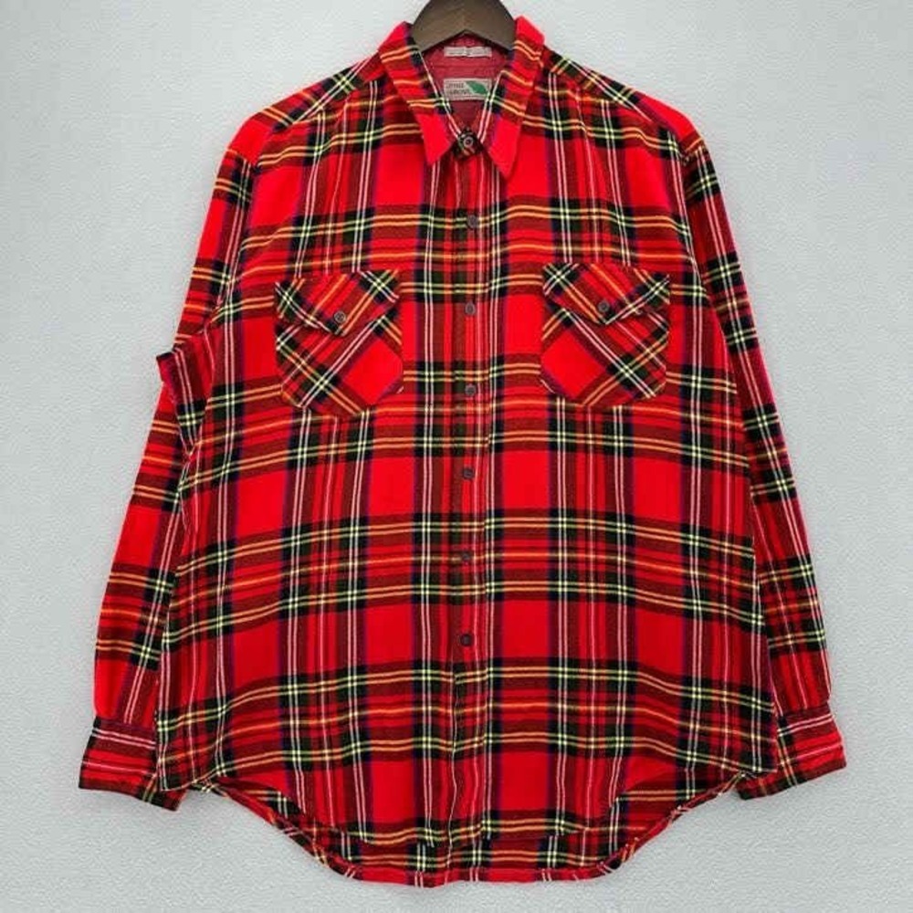 VTG Pine Grove Red Plaid Lumberjack Button Up Flannel Shirt Mens L Quilt Lined - Picture 2 of 9